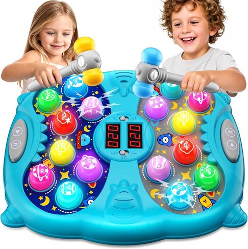 Whack Game Mole for Kids Ages 3-12, Interactive Educational Toys | 3 modes, 9 speeds, 36 challenges, lights & sounds, motor skills & coordination, safe ABS with 2 soft hammers, Birthday Gifts in Saudi Arabia