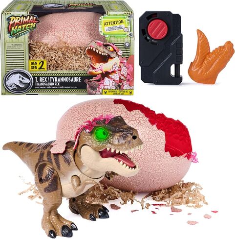 Primal Hatch Jurassic World Interactive T-Rex Toy Dinosaur Egg | Interactive Dino Figure, Realistic Hatching Experience, 100+ Sounds & Reactions, Train & Feed, Gifts for Kids Ages 5+ in Kuwait