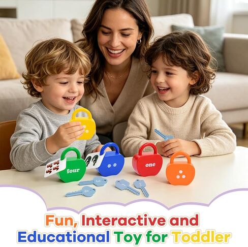 Learning Lock and Key Toys for Toddlers, Montessori 5PCS Numbers Matching & Counting Fine Motor Games, Kindergarten Educational Math Toys for Ages 3 4 5 Boys and Girls, Preschool Birthday Gifts in Kuwait