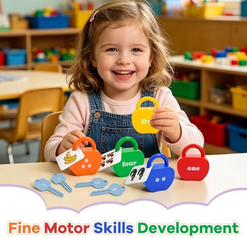 Learning Lock and Key Toys for Toddlers, Montessori 5PCS Numbers Matching & Counting Fine Motor Games, Kindergarten Educational Math Toys for Ages 3 4 5 Boys and Girls, Preschool Birthday Gifts in Kuwait