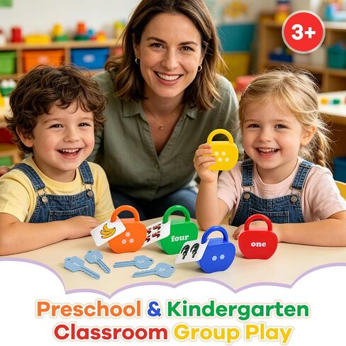 Learning Lock and Key Toys for Toddlers, Montessori 5PCS Numbers Matching & Counting Fine Motor Games, Kindergarten Educational Math Toys for Ages 3 4 5 Boys and Girls, Preschool Birthday Gifts in Kuwait