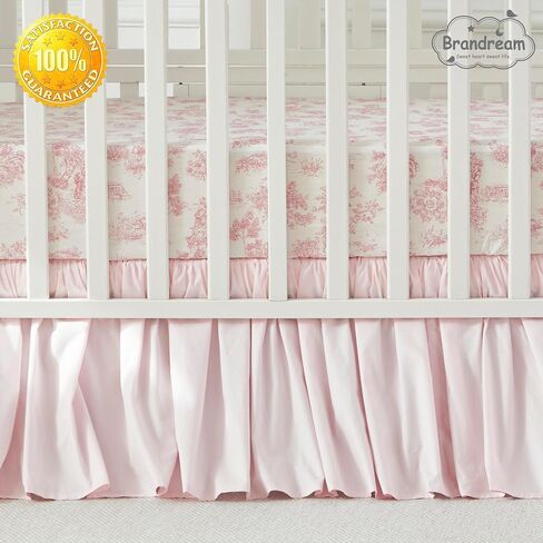 Brandream Baby Crib Sheets for Girls Boys, Fitted Crib Sheet for Standard Crib and Toddler Mattress, Super Soft 100% Cotton Baby Sheet French Country Pink Toile Floral Print, Crib/Toddler in Kuwait