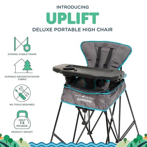 Baby Delight Go with Me Uplift Deluxe Portable High Chair, Indoor and Outdoor,Slate Grey in Kuwait