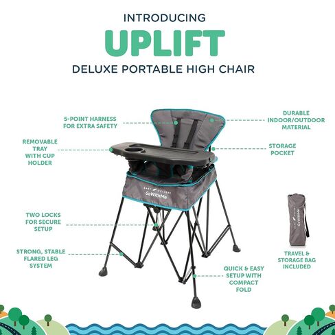 Baby Delight Go with Me Uplift Deluxe Portable High Chair, Indoor and Outdoor,Slate Grey in Kuwait