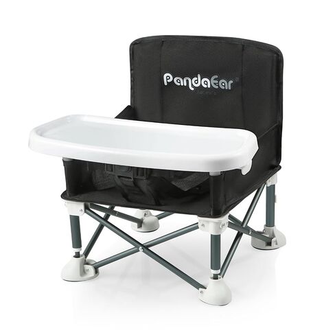 PandaEar Portable Baby Seat Travel| Compact Fold with Straps for Indoor/Outdoor Use| Great for Camping, Beach, Lawn |Toddlers, Kids, Boys, Girls (Grey with Placemat) in Kuwait
