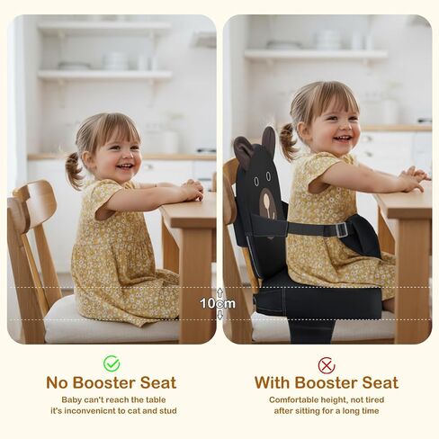 Toddler Booster Seat for Kitchen Chair with Backrest and Adjustable Strap (Khaki, OneSize) in Kuwait