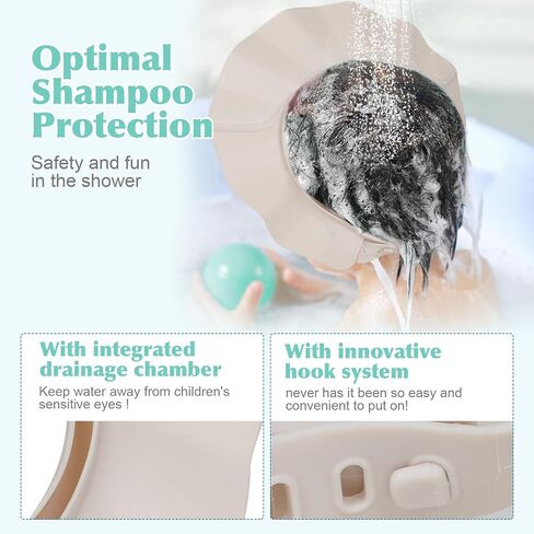 Baby Shower Cap Hat Soft Adjustable Bath Head Cap Visor for Washing Hair Safe Shampoo Shower Bathing Protection Head Eye Ear,Shampoo Caps for Toddler,Baby,Kids,Children,Makes the Bath More Fun in Kuwait