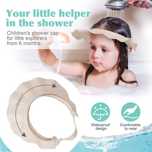 Baby Shower Cap Hat Soft Adjustable Bath Head Cap Visor for Washing Hair Safe Shampoo Shower Bathing Protection Head Eye Ear,Shampoo Caps for Toddler,Baby,Kids,Children,Makes the Bath More Fun in Kuwait