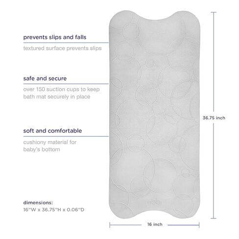 Ubbi Cushioned Non-Slip Bath Mat for Baby, Powerful Suction Cups, Baby Bathtub Time Essentials, Gray in Kuwait