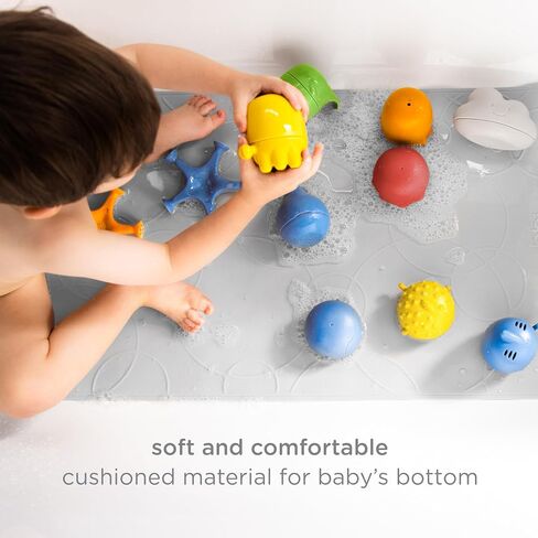 Ubbi Cushioned Non-Slip Bath Mat for Baby, Powerful Suction Cups, Baby Bathtub Time Essentials, Gray in Kuwait