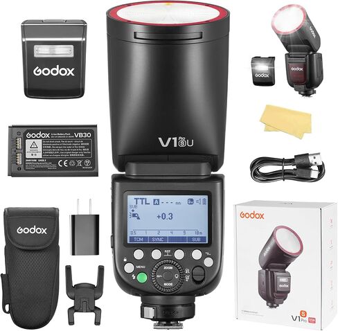 Godox V1 Pro S godox V1Pro-S V1Pro S Flash V1 Pro for Sony Camera TTL Round Head Flash 2980mAh 76W 500 Full Power Flashes TTL 1/8000s HSS 1.3s Recycle Time 2.4G Wireless in Kuwait
