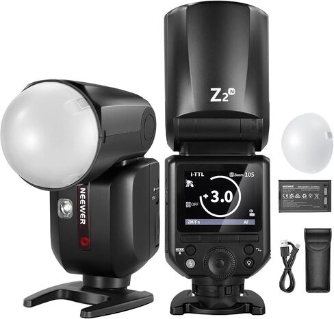 NEEWER Z2-S 2.4G TTL Round Head Flash Speedlite Compatible with Sony Cameras, Compatible with Godox, 76Ws 1/8000s HSS, Diffuser, 2 Modeling Lamps, Upgraded UI, TTL/M Toggle Key, 3000mAh/600 Full Power in Kuwait