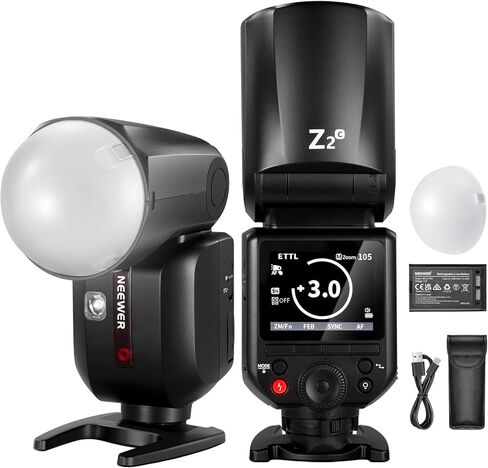 NEEWER Z2-S 2.4G TTL Round Head Flash Speedlite Compatible with Sony Cameras, Compatible with Godox, 76Ws 1/8000s HSS, Diffuser, 2 Modeling Lamps, Upgraded UI, TTL/M Toggle Key, 3000mAh/600 Full Power in Saudi Arabia