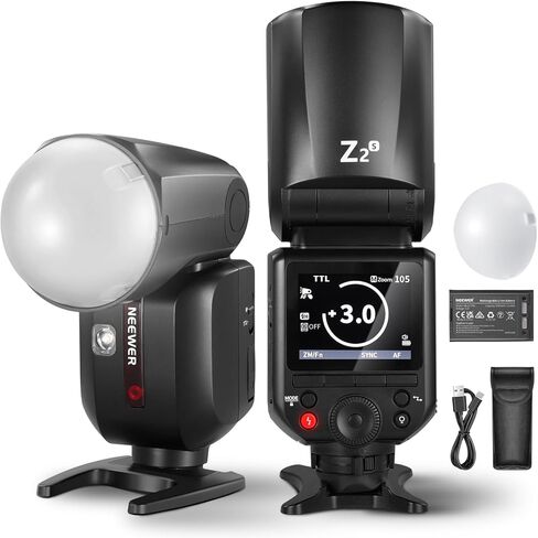 NEEWER Z2-S 2.4G TTL Round Head Flash Speedlite Compatible with Sony Cameras, Compatible with Godox, 76Ws 1/8000s HSS, Diffuser, 2 Modeling Lamps, Upgraded UI, TTL/M Toggle Key, 3000mAh/600 Full Power in Saudi Arabia