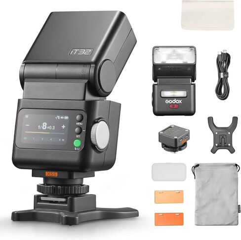 Godox iT32 Flash Speedlite with X5S Trigger for Sony Cameras, Detachable Magnetic Hotshoe/Trigger, 2.4G TTL HSS, USB C Charge & Built-in Battery, LED Modeling Light, Touch Screen Flash Speedlight in Kuwait
