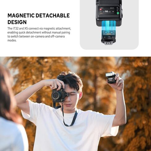 Godox iT32 Flash Speedlite with X5S Trigger for Sony Cameras, Detachable Magnetic Hotshoe/Trigger, 2.4G TTL HSS, USB C Charge & Built-in Battery, LED Modeling Light, Touch Screen Flash Speedlight in Kuwait