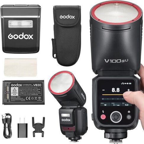 Godox V100 V100-F USA Version Flash for Fujifilm, 100Ws Touchscreen | Detachable Sub Flash, USB-C Charge Battery, 2.4G Wireless 1/8000 HSS TTL, GODOX V100 F V100F V100-FU Camera Flash Speedlight in Kuwait