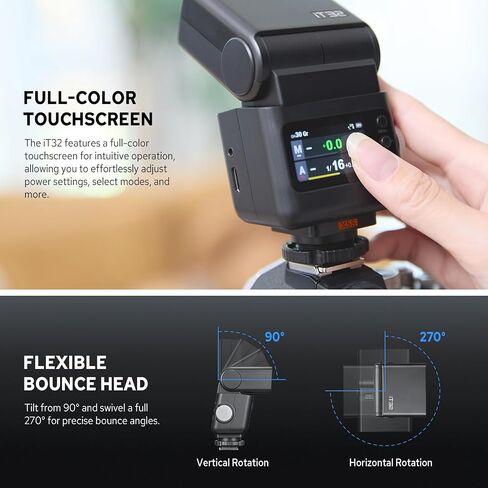 Godox iT32 Flash Speedlite with X5S Trigger for Sony Cameras, Detachable Magnetic Hotshoe/Trigger, 2.4G TTL HSS, USB C Charge & Built-in Battery, LED Modeling Light, Touch Screen Flash Speedlight in Kuwait