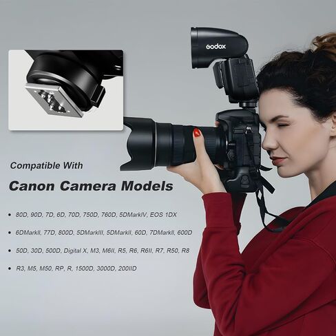 Godox V1 Pro C godox V1Pro-C V1Pro C U Flash V1 Pro for Canon Camera TTL Round Head Flash 2980mAh 76W 500 Full Power Flashes E-TTL 1/8000s HSS 1.3s Recycle Time 2.4G Wireless in Kuwait