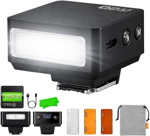 Godox iT20 O iT20O GODOX TTL Auto Mini Flash for Olympus and Panasonic, TTL/Manual Modes, Magnetic Color Filters, 1.5s Recycle, Hot Shoe Triggering for Olympus E-M1,E-M5 I,E-M10 II (Black) in Kuwait