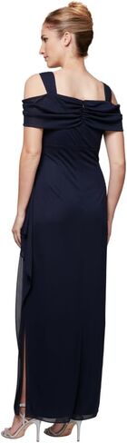 Alex Evenings Women's Long Cold Shoulder Mother of the Bride Dress with Beaded Detail at Hip in Kuwait