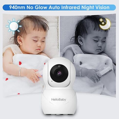 HelloBaby Monitor with Camera and Audio, IPS Screen LCD Display | Video Baby Monitor No WiFi, Infrared Night Vision, Temprature Screen Lullaby, Two Way Audio and VOX Mode (HB66pro) in Kuwait