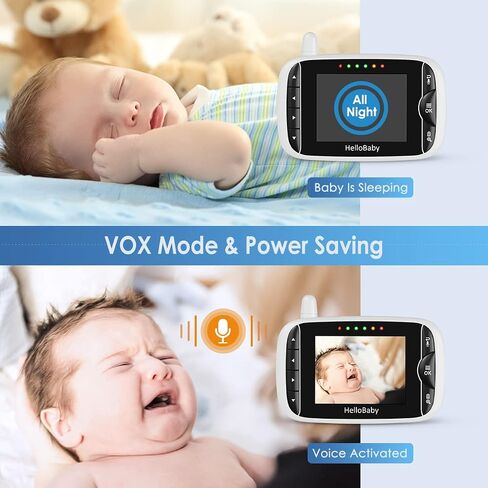 HelloBaby Monitor with Camera and Audio, IPS Screen LCD Display | Video Baby Monitor No WiFi, Infrared Night Vision, Temprature Screen Lullaby, Two Way Audio and VOX Mode (HB66pro) in Kuwait