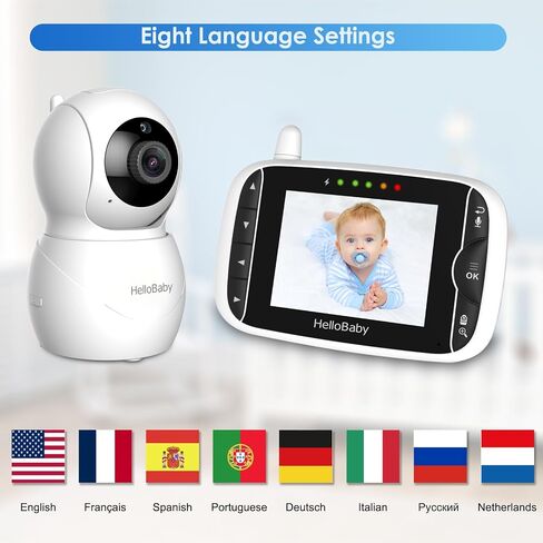 HelloBaby Monitor with Camera and Audio, IPS Screen LCD Display | Video Baby Monitor No WiFi, Infrared Night Vision, Temprature Screen Lullaby, Two Way Audio and VOX Mode (HB66pro) in Kuwait