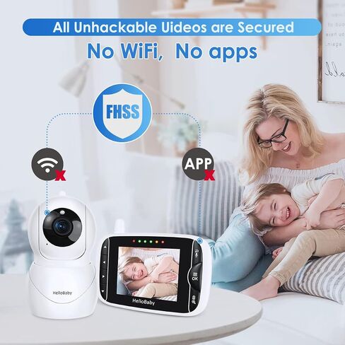 HelloBaby Monitor with Camera and Audio, IPS Screen LCD Display | Video Baby Monitor No WiFi, Infrared Night Vision, Temprature Screen Lullaby, Two Way Audio and VOX Mode (HB66pro) in Kuwait
