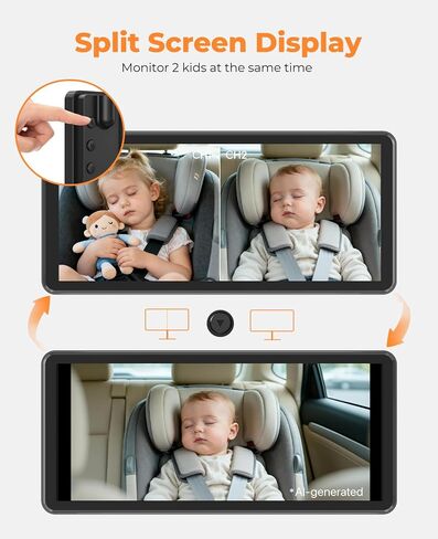 LUCKVIEW BM5PRO Dual Baby Car Camera, 7.2" 1080P Split Monitor | Split Screen for Two Kids, Auto IR Night Vision And 360° Headrest Mount Help Keep Family Road Trips Calm in Kuwait