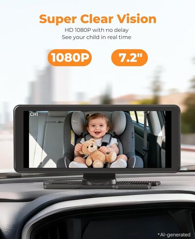 LUCKVIEW BM5PRO Dual Baby Car Camera, 7.2" 1080P Split Monitor | Split Screen for Two Kids, Auto IR Night Vision And 360° Headrest Mount Help Keep Family Road Trips Calm in Kuwait