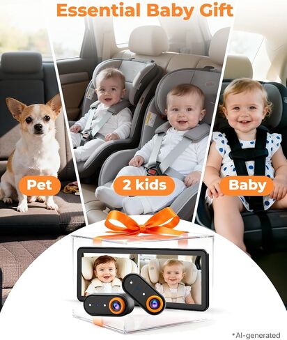 LUCKVIEW BM5PRO Dual Baby Car Camera, 7.2" 1080P Split Monitor | Split Screen for Two Kids, Auto IR Night Vision And 360° Headrest Mount Help Keep Family Road Trips Calm in Kuwait