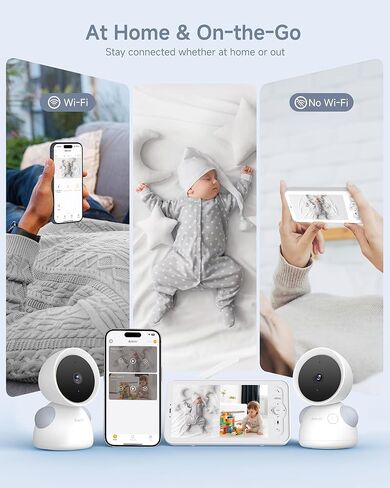 ARENTI Baby Monitor 2 Cameras D3 Set, 3MP WiFi 6, 5" Display,Free Phone App | Split-Screen for 2 Cams, Local 5" Mon & WiFi App, up to 3MP NV, Auto Tracking, Temp&Humidity Sensor,1-Click Call,256G SD Slot in Kuwait