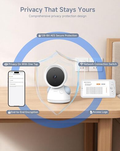 ARENTI Baby Monitor 2 Cameras D3 Set, 3MP WiFi 6, 5" Display,Free Phone App | Split-Screen for 2 Cams, Local 5" Mon & WiFi App, up to 3MP NV, Auto Tracking, Temp&Humidity Sensor,1-Click Call,256G SD Slot in Kuwait
