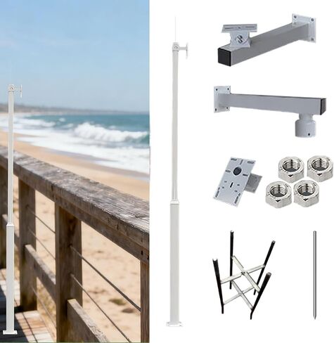 This 6m Outdoor Security Camera Pole - Segmented Steel Surveillance Post, Free Standing for Home & Business, Durable & Stable, Ideal for CCTV & Monitoring Systems in Kuwait