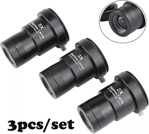3PCS Eyepiece Barlow Lens Set, 1.25 Inch 2X 3X 5X Lenses with Fully Green Coated Optical Glass, M42 Thread for 1.25In Telescope in Kuwait