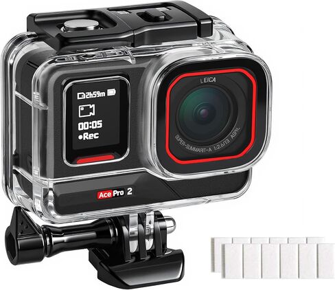 FitStill Waterproof Housing for Insta 360 Ace Pro 2/Ace Pro,50M/164FT Underwater Pressure Resistant Underwater Diving Protective Case Double Cold Shoe Design ace pro2 Accessories in Kuwait