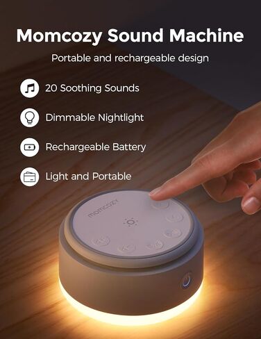 Momcozy Sound Machine for Baby-20 Soothing Sounds & Touch Warm Light Portable White Noise for Kids & Adults for Sleeping Timer and Memory | Ideal Travel Companion & Nursery Must-Have in Kuwait
