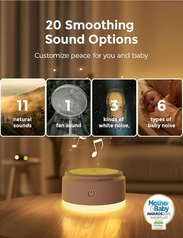Momcozy Sound Machine for Baby-20 Soothing Sounds & Touch Warm Light Portable White Noise for Kids & Adults for Sleeping Timer and Memory | Ideal Travel Companion & Nursery Must-Have in Kuwait