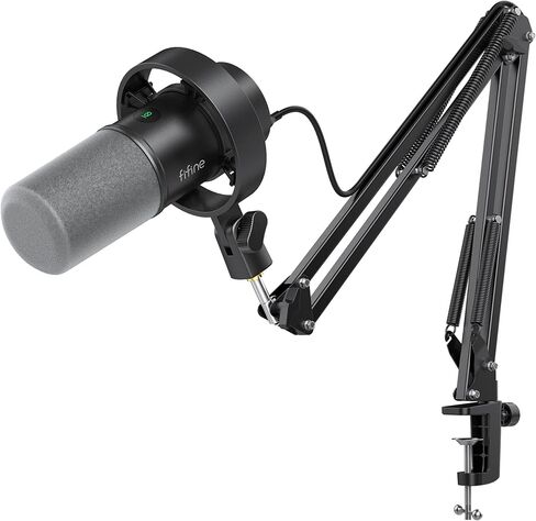 FIFINE AmpliTank K688CT Podcast Microphone Kit, USB/XLR Dynamic Vocal Mic | Streaming Mic with Boom Arm for PC/XLR Mixer, with Mute Button, Headphone Jack, Gain Knob, for Gaming Voice-Over Recording in Kuwait