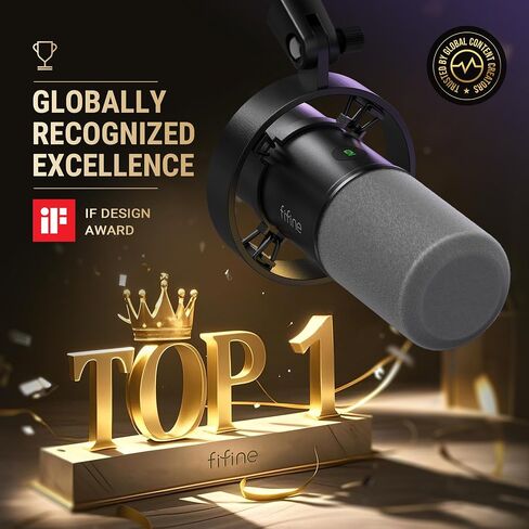 FIFINE AmpliTank K688CT Podcast Microphone Kit, USB/XLR Dynamic Vocal Mic | Streaming Mic with Boom Arm for PC/XLR Mixer, with Mute Button, Headphone Jack, Gain Knob, for Gaming Voice-Over Recording in Kuwait