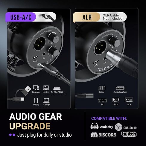 FIFINE AmpliTank K688CT Podcast Microphone Kit, USB/XLR Dynamic Vocal Mic | Streaming Mic with Boom Arm for PC/XLR Mixer, with Mute Button, Headphone Jack, Gain Knob, for Gaming Voice-Over Recording in Kuwait