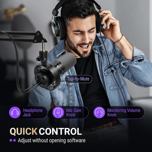 FIFINE AmpliTank K688CT Podcast Microphone Kit, USB/XLR Dynamic Vocal Mic | Streaming Mic with Boom Arm for PC/XLR Mixer, with Mute Button, Headphone Jack, Gain Knob, for Gaming Voice-Over Recording in Kuwait