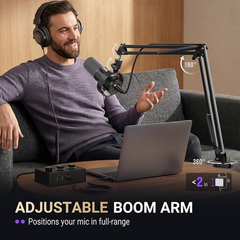 FIFINE AmpliTank K688CT Podcast Microphone Kit, USB/XLR Dynamic Vocal Mic | Streaming Mic with Boom Arm for PC/XLR Mixer, with Mute Button, Headphone Jack, Gain Knob, for Gaming Voice-Over Recording in Kuwait