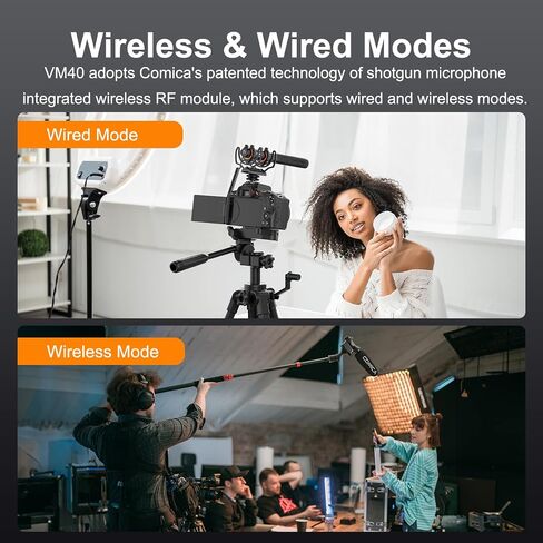COMICA VM40 Shotgun Microphone – 48kHz/32-bit Float Recording, Wired & Wireless Modes, 32GB Onboard Storage – Compatible with Canon, Nikon, Sony Cameras & Camcorders for YouTube, Interviews & Filming in Kuwait