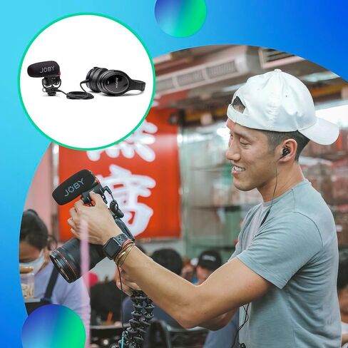Joby Wavo Plus, On-Camera Vlogging Microphone, Super Cardioid Microphone with Live Audio Monitoring, High-Pass Filter, Auto-Power Mode, LED Battery Level, for Compact Cameras… in Kuwait
