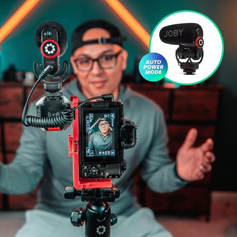 Joby Wavo Plus, On-Camera Vlogging Microphone, Super Cardioid Microphone with Live Audio Monitoring, High-Pass Filter, Auto-Power Mode, LED Battery Level, for Compact Cameras… in Kuwait