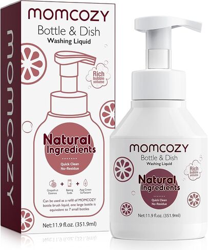 Momcozy Bottle Brush Cleaning Fluid, Powerful Cleaning with Natural Foam, Suitable for Momcozy Press Foaming Clean Bottle Brush Set, 11.9 Ounces | Suitable for Momcozy Brush Sets, Grease-Cutting Foam, Rinse-Free Residue, Mild for Baby Bottles & Utensils,  in Kuwait