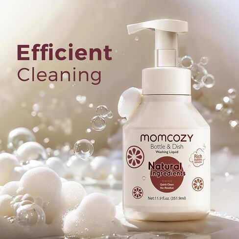 Momcozy Bottle Brush Cleaning Fluid, Powerful Cleaning with Natural Foam, Suitable for Momcozy Press Foaming Clean Bottle Brush Set, 11.9 Ounces | Suitable for Momcozy Brush Sets, Grease-Cutting Foam, Rinse-Free Residue, Mild for Baby Bottles & Utensils,  in Kuwait