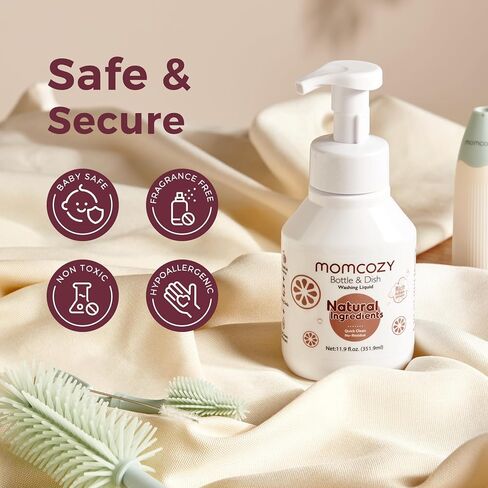 Momcozy Bottle Brush Cleaning Fluid, Powerful Cleaning with Natural Foam, Suitable for Momcozy Press Foaming Clean Bottle Brush Set, 11.9 Ounces | Suitable for Momcozy Brush Sets, Grease-Cutting Foam, Rinse-Free Residue, Mild for Baby Bottles & Utensils,  in Kuwait